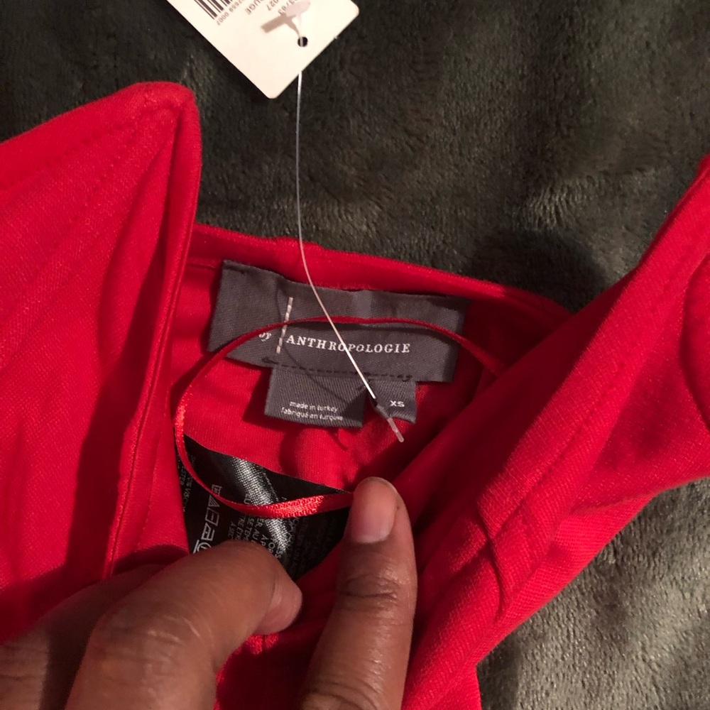 Anthropologie Red Strapless Seamed Top. Size XS - Picture 5 of 7